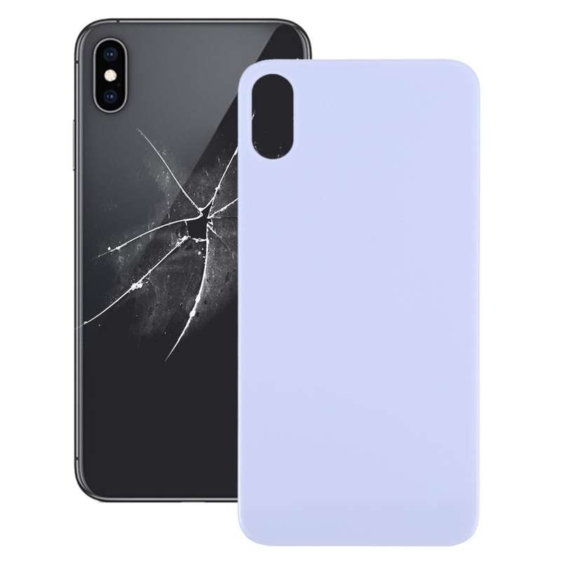 Easy Replacement Big Camera Hole Glass Back Battery Cover for iPhone X / XS(Purple)