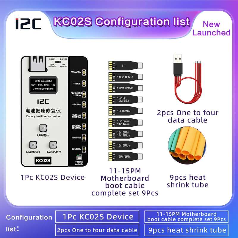 i2C KC02S Battery Health Recovery Device Activation Instrument For iPhone 11-15 Series