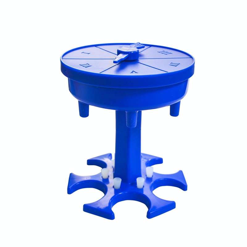 6 Cups Wine Dispenser Automatic Diversion Wine Pourer With Game Turntable, Style: Round Blue with...