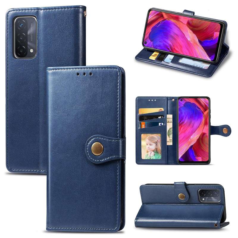 For OPPO A93 5G / A74 5G Solid Color Leather Buckle Phone Case with Lanyard & Photo Frame & Card ...