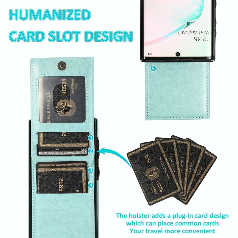 For Samsung Galaxy Note10 Solid Color PC + TPU Protective Case with Holder & Card Slots(Green)