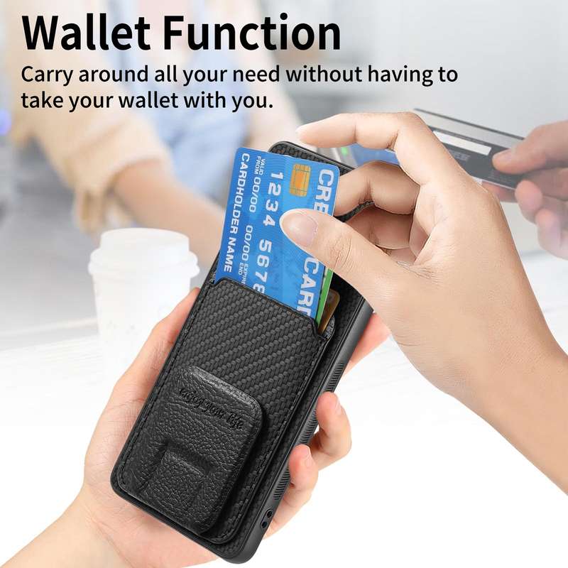 For OPPO A79 5G Carbon Fiber Card Bag Fold Stand Phone Case(Black)