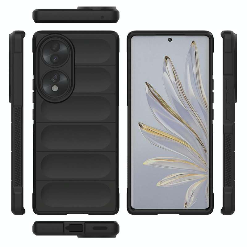 For Honor 70 5G Magic Shield TPU + Flannel Phone Case(Dark Blue)