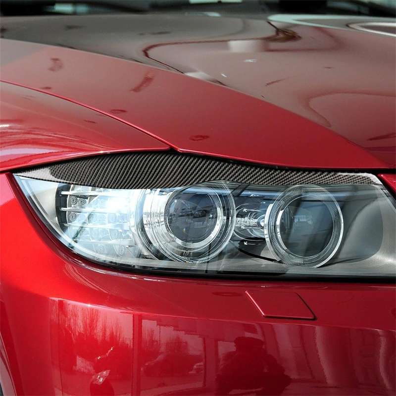 1 Pairs Carbon Fiber Car Lamp Eyebrow Decorative Sticker for BMW E90 / 318i / 320i / 325i 2005-20...