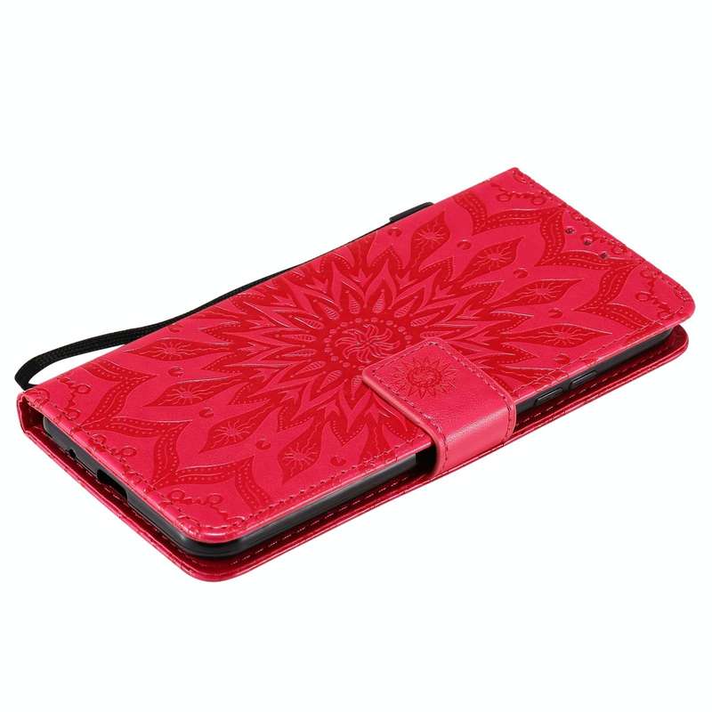 For LG K22 / K22 Plus Sun Embossing Pattern Horizontal Flip Leather Case with Card Slot & Holder ...