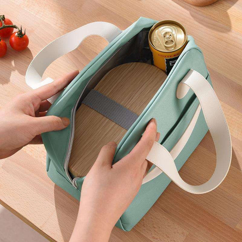 Smiley Lunch Bag with Leather Handles, Size: S (Gray)