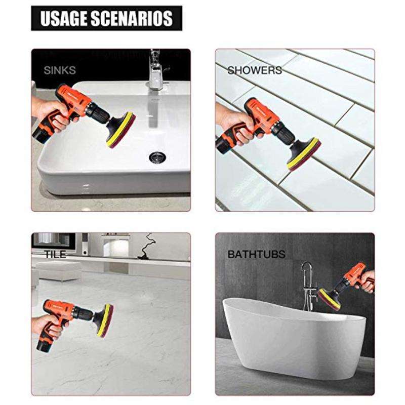 13 in 1 4 inch Sponge Scouring Pad Floor Wall Window Glass Cleaning Descaling Electric Drill Brus...