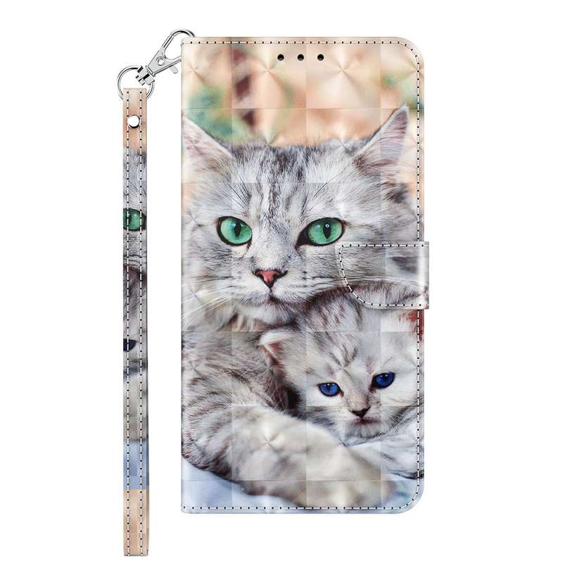 For OPPO A16 / A16s / A54s 3D Painted Leather Phone Case(Two Loving Cats)