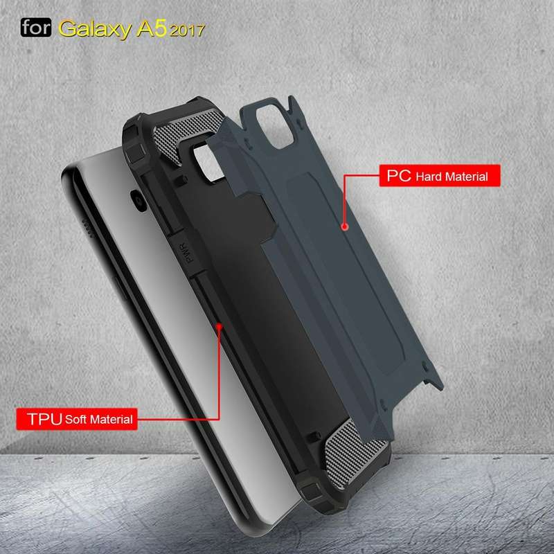 For Galaxy A5 (2017) / A520 Tough Armor TPU + PC Phone Case(Dark Blue)