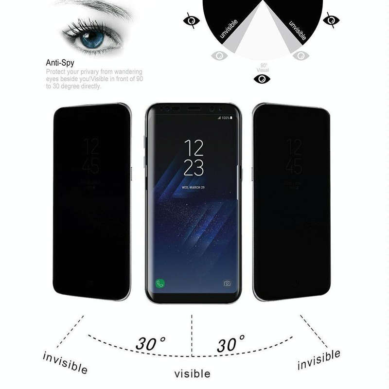 For Galaxy S8 / G950 0.3mm 9H Surface Hardness 3D Curved Privacy Anti-glare Full Screen Tempered ...