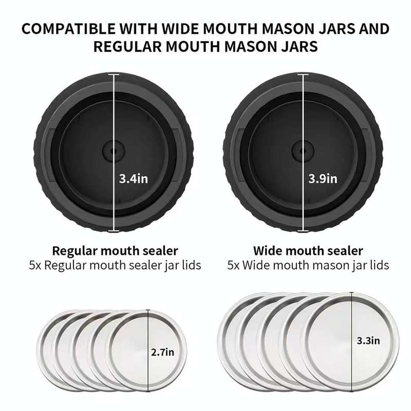 Electric Mason Jar Vacuum Sealer Kit Sealing Machine for Food Storage With 10 Jar Lids(Black)