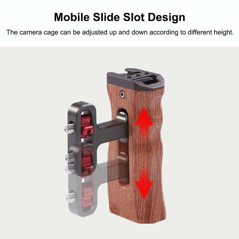 PULUZ Universal Side Wooden Handle Handgrip with Cold Shoe for DSLR Camera Cage(Bronze)