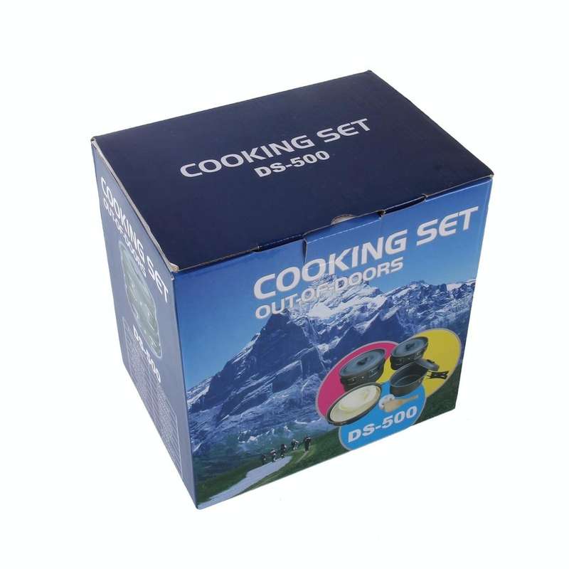 DS-500 Outdoor Camping Ultra Light Weight 15 Piece Cookware Stackable Set for 4-5 People, Size: L...