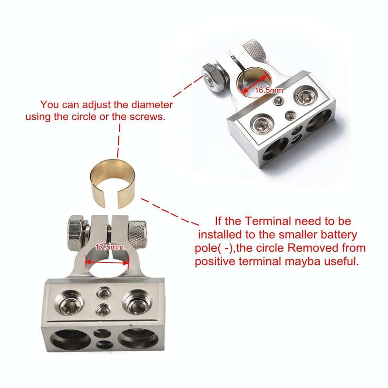 A0232 2 PCS Car Dual 1/0 & 8 Gauge Positive or Negative Battery Terminal