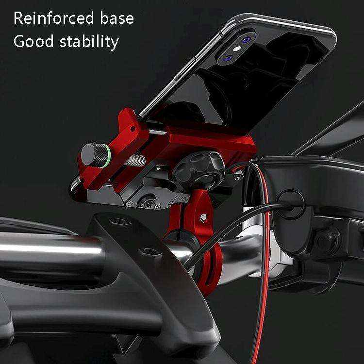 Kewig M6 Aluminum Alloy Motorcycle Mobile Phone Bracket Rechargeable With Switch Waterproof Stabl...