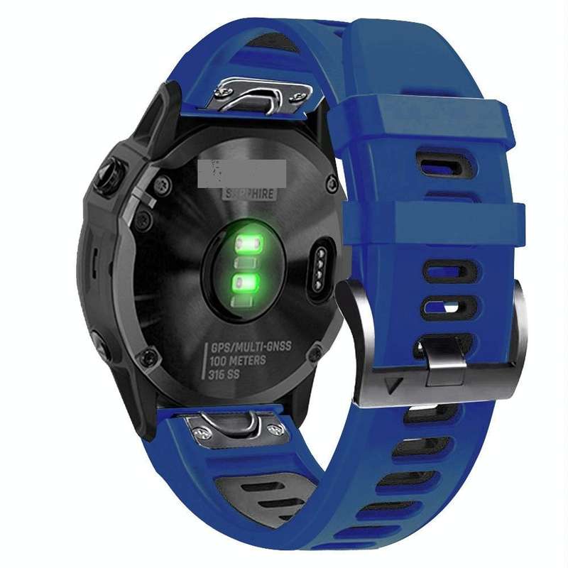 For Garmin Fenix 7X 26mm Silicone Sports Two-Color Watch Band(Midnight Blue+Black)