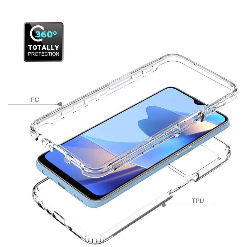 For OPPO A16 Shockproof High Transparency Two-color Gradual Change PC+TPU Candy Colors Phone Prot...