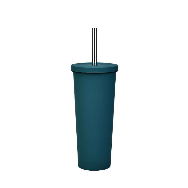 700ml Large Capacity Double Stainless Steel Straw Cup Vacuum Outdoor 304 Insulation Cup Car Water...