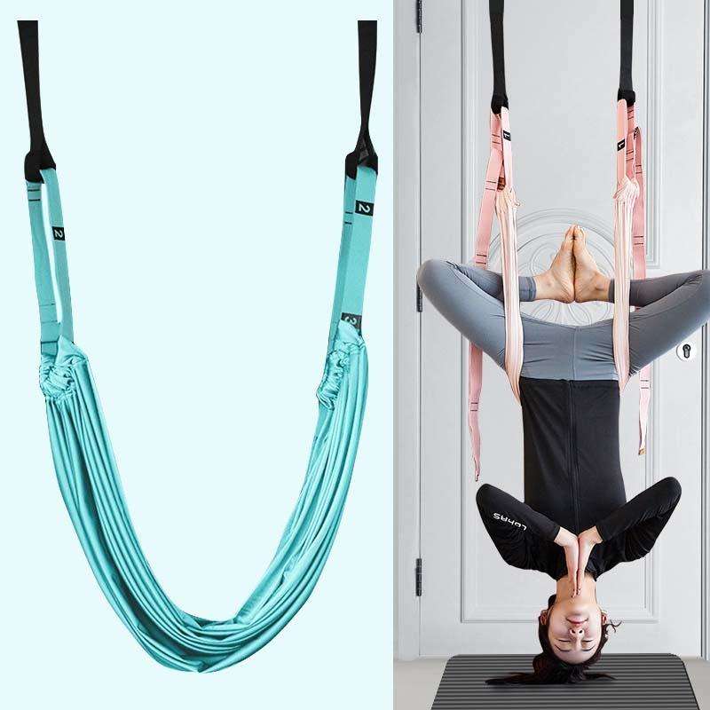 2 in 1 Home Yoga Hammock Indoor Stretching Sling Stretch Widening Yoga Strap + Door Buckle Storag...