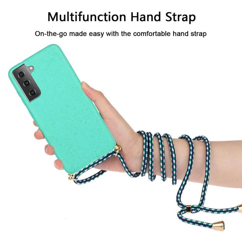 For Samsung Galaxy A34 5G Wheat Straw Material + TPU Phone Case with Lanyard(Green)