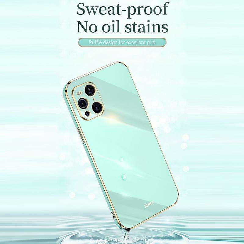 For OPPO Find X3 Pro XINLI Straight 6D Plating Gold Edge TPU Shockproof Case(Mint Green)