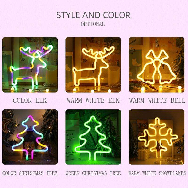 Christmas Decoration Neon Lights Wall-Mounted Ornaments, Spec: Tree-Colorful Light