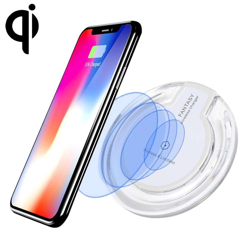 FANTASY 5V 1A Output Qi Standard Ultra-thin Wireless Charger with Charging Indicator, Support QI ...
