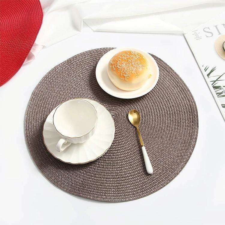 PP Environmentally Friendly Hand-woven Placemat Insulation Mat Decoration, Size:38cm(Black)