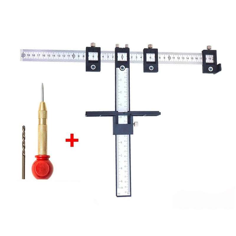 Woodworking Aid Tool Handle Punch Locator Cabinet Door Hole Opener Black HD Set