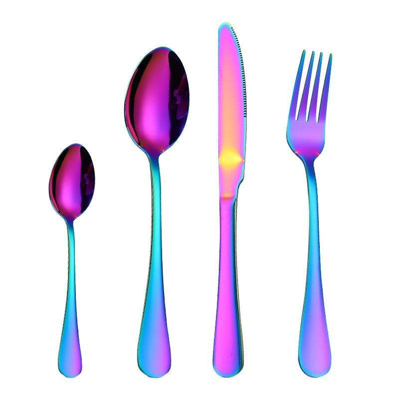 4PCS/Set Stainless Steel Western Steak Fork Spoon Knife Set, Color: Colorful