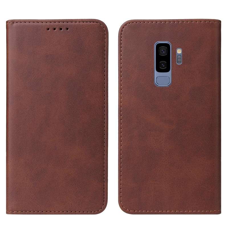 For Samsung Galaxy S9 Plus Magnetic Closure Leather Phone Case(Brown)