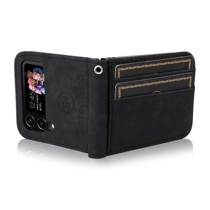 For Samsung Galaxy Z Flip4 BETOPNICE Dual-side Buckle Leather Phone Case(Black)