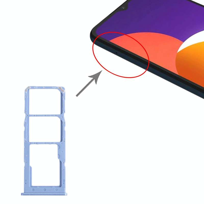 For Samsung Galaxy M12 SM-M127 SIM Card Tray + SIM Card Tray + Micro SD Card Tray (Blue)
