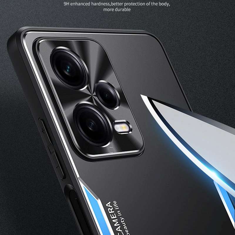 For Xiaomi Redmi Note 12 Pro+ China Blade Series TPU + Titanium Alloy Phone Case with Holder(Blac...