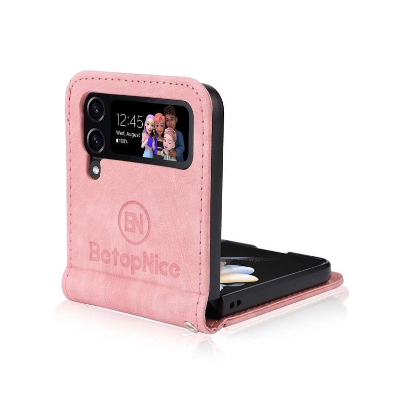 For Samsung Galaxy Z Flip4 BETOPNICE Dual-side Buckle Leather Phone Case(Pink)