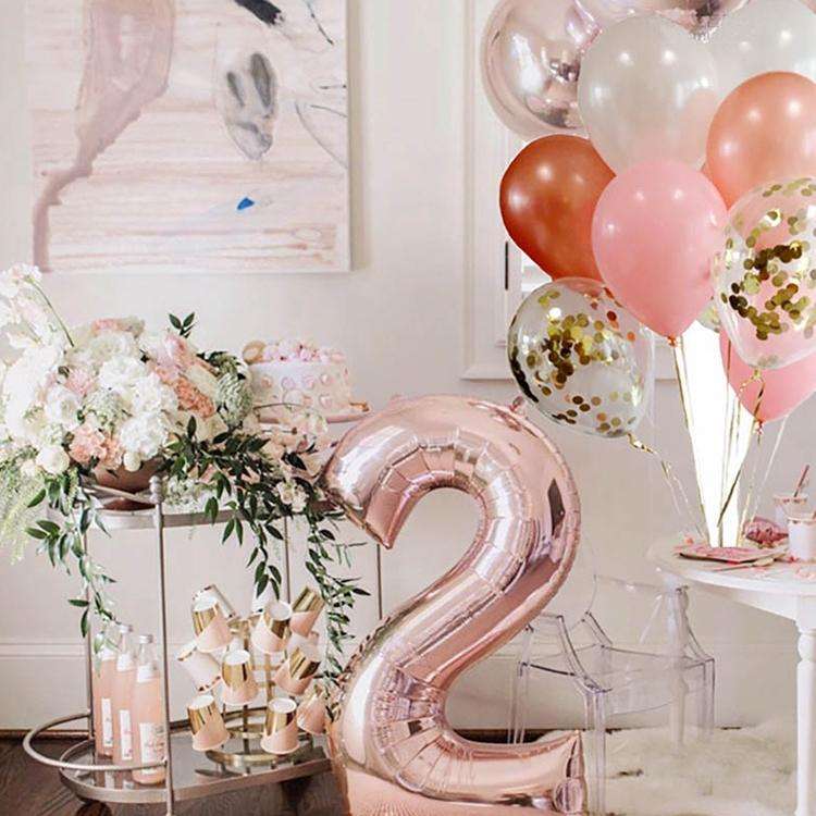 2 PCS 40 Inch Aluminium Foil Number Balloons Birthday Wedding Engagement Party Decor Kids Ball Su...