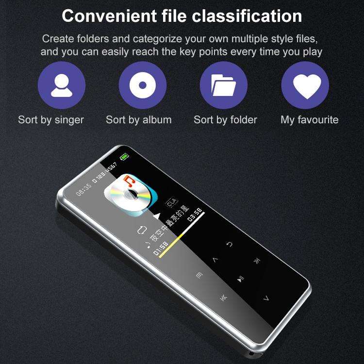M22 Portable Bluetooth Touch Screen MP3 Player Recorder E-Book, Memory Capacity: 16GB(Black)