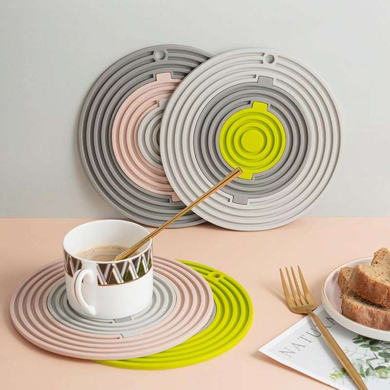 3 in 1 Round Silicone Heat Insulation Pad High Temperature Resistant Multifunctional Tableware Pa...
