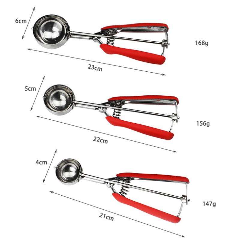 304 Stainless Steel Silicone Handle Ice Cream Scoop, Diameter 4cm