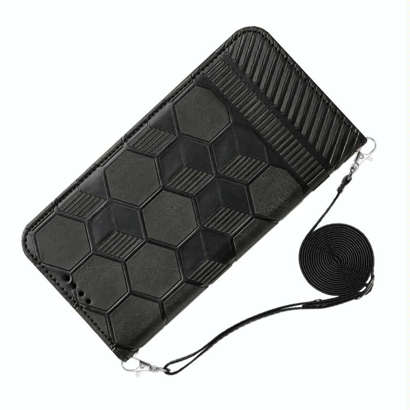 For Samsung Galaxy A73 5G Crossbody Football Texture Magnetic PU Phone Case(Black)