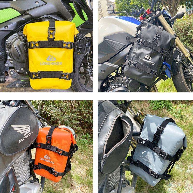 LONGHIKER Motorcycle Quick Release Waterproof Bumper Side Bag(Black)