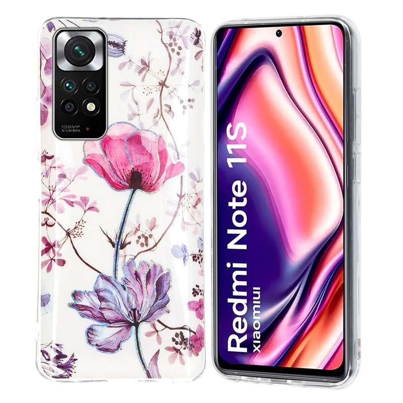 For Xiaomi Redmi Note 11 Global Electroplating Pattern TPU Phone Case(Lotus)