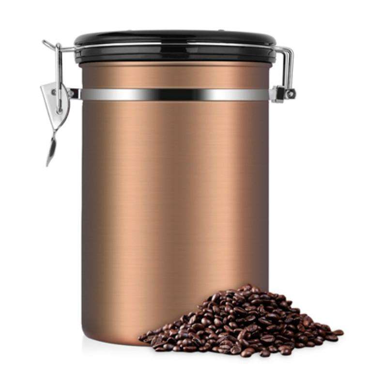 Coffee Container Stainless Steel Tea Storage Chests Black Kitchen Sotrage Canister Coffee Tea Cad...