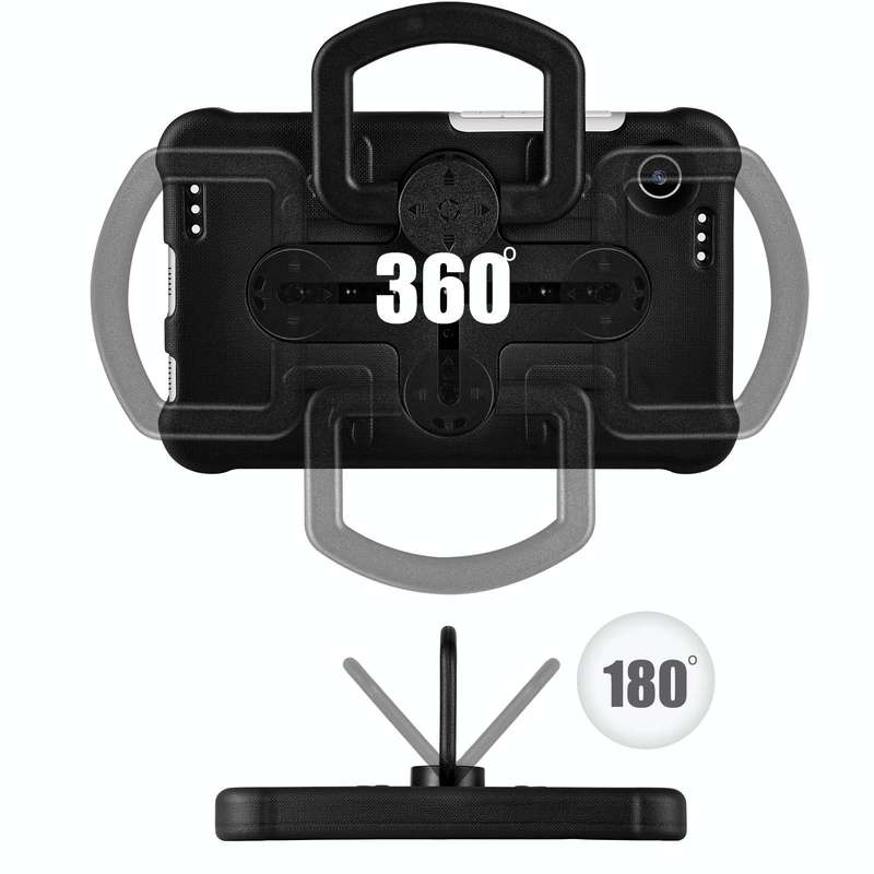 For Samsung Galaxy Tab A9 Shield 360 Rotation Handle EVA Shockproof PC Tablet Case(Black)