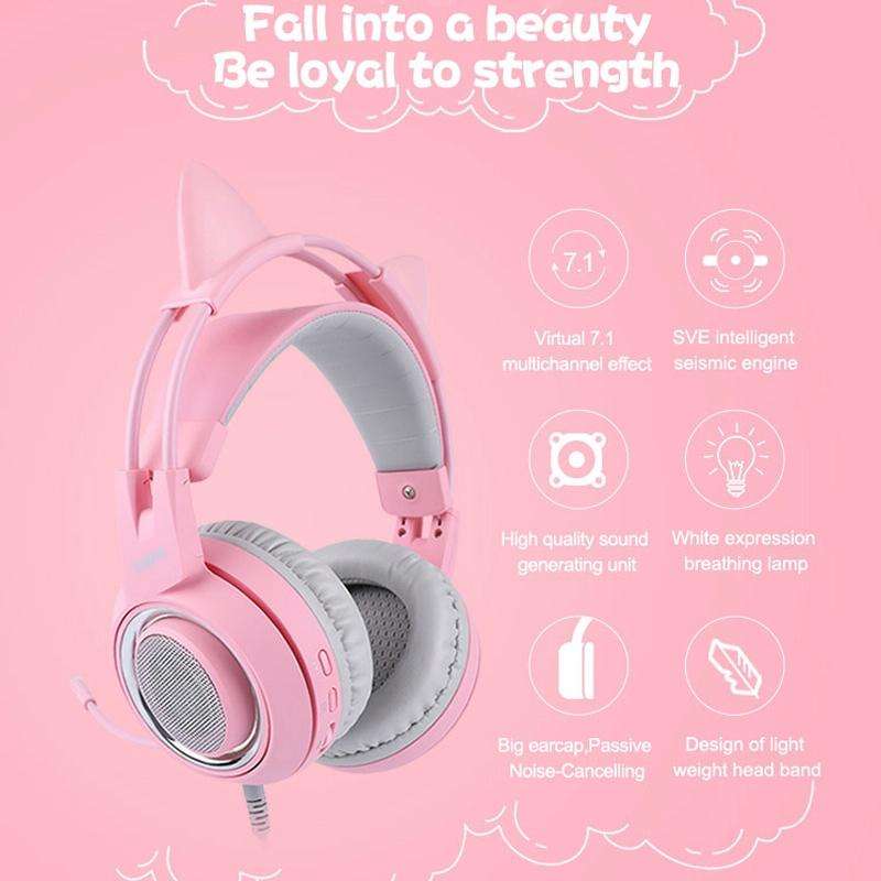 SOMIC G951PINK Head-mounted 7.1 Channel Anchor E-Sports Game Headset Wheat(Pink)