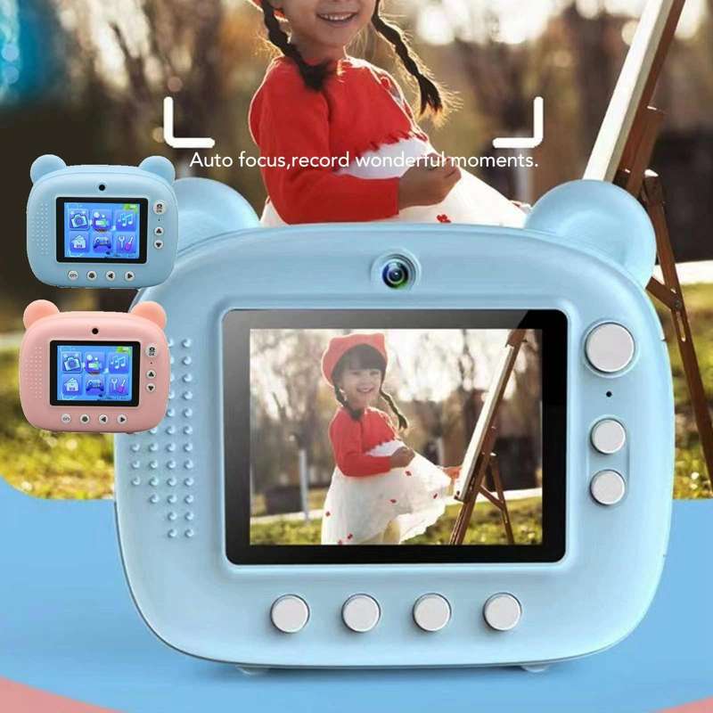 Children Instant Print Camera 1080P 2.4-Inch IPS Screen Dual Lens Photography Camera(Pink)