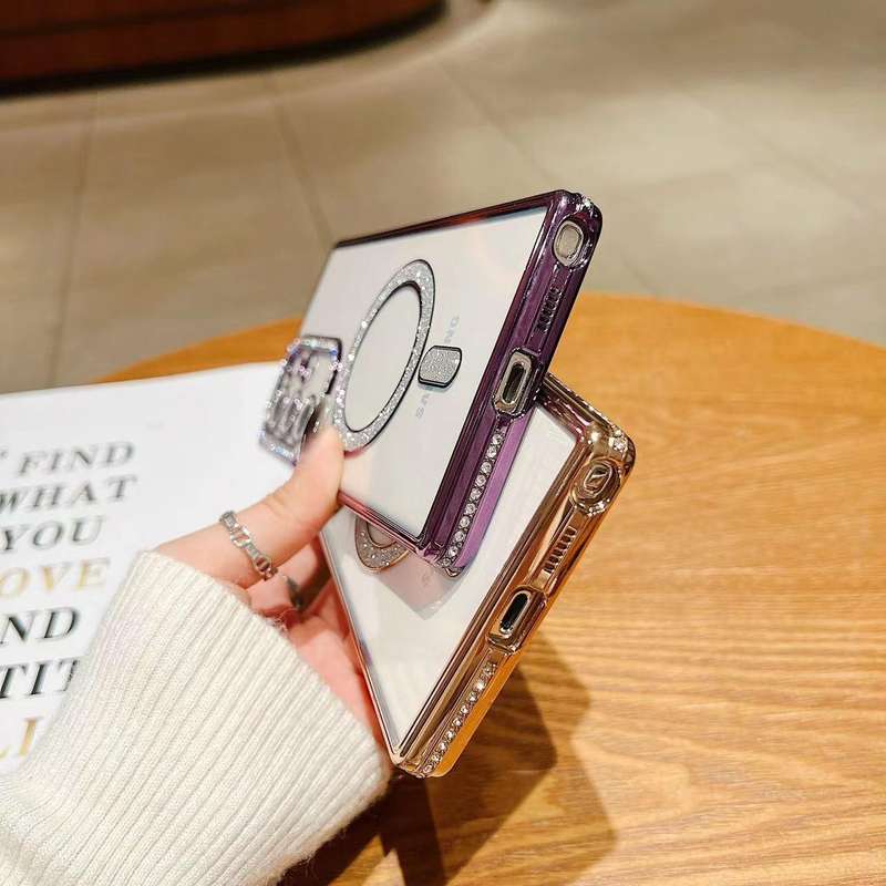 For Samsung Galaxy S24 Ultra 5G Diamond Gradient Plated MagSafe TPU Phone Case(Silver)