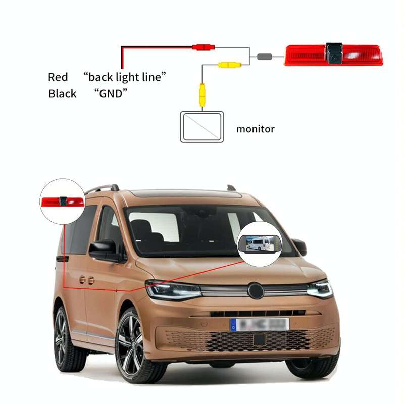PZ476 Car Waterproof 170 Degree Brake Light View Camera for Volkswagen Caddy 2013-2015