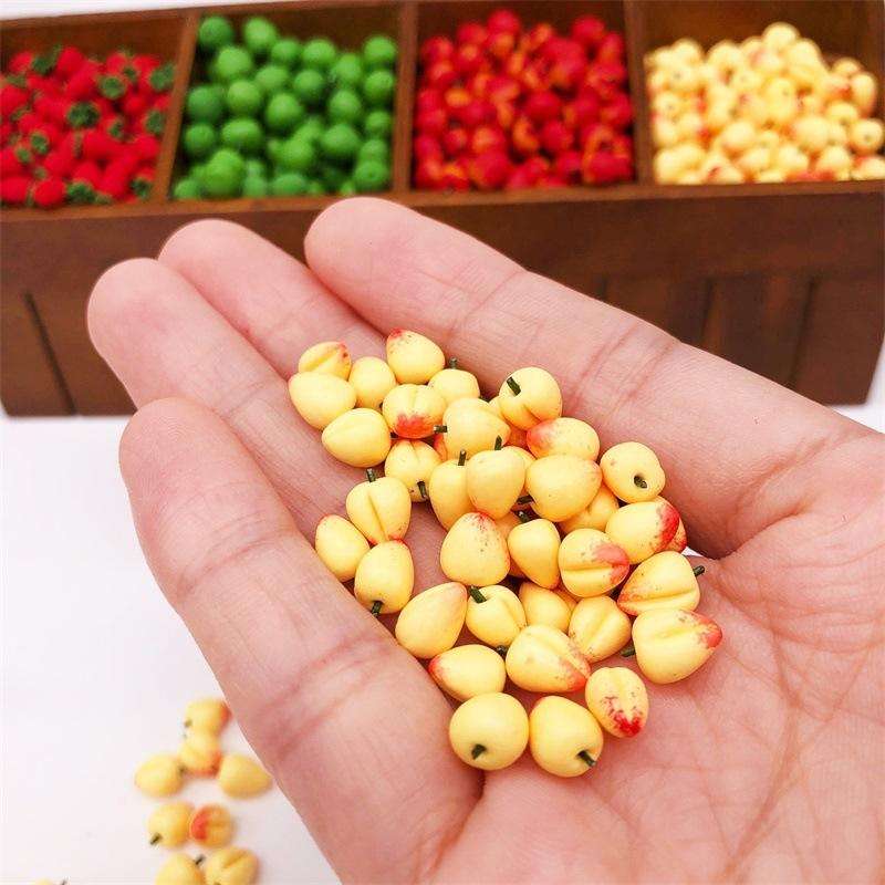 30 PCS / 3 Packs 1:12 Mini Doll House Simulation Peach Kitchen Food Play Accessories Miniature Fr...