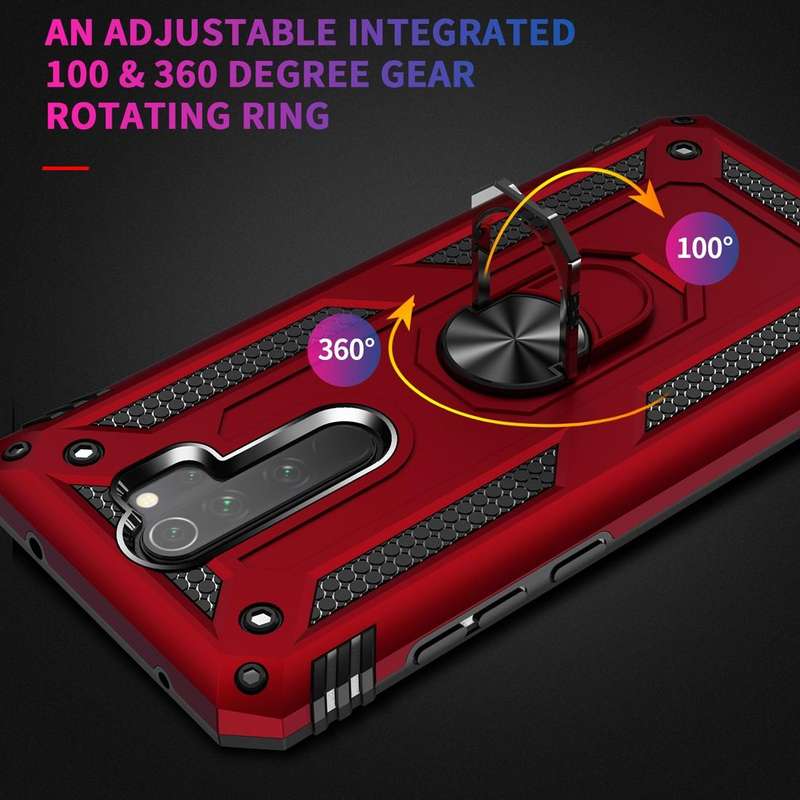 For Xiaomi Redmi Note 8 Pro Armor Shockproof TPU + PC Protective Case with 360 Degree Rotation Ho...